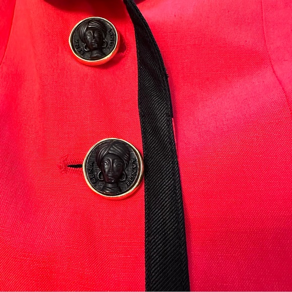 Vintage Rena Lange Silk Linen Jacket Special Buttons Bows 6 - Picture 3 of 8